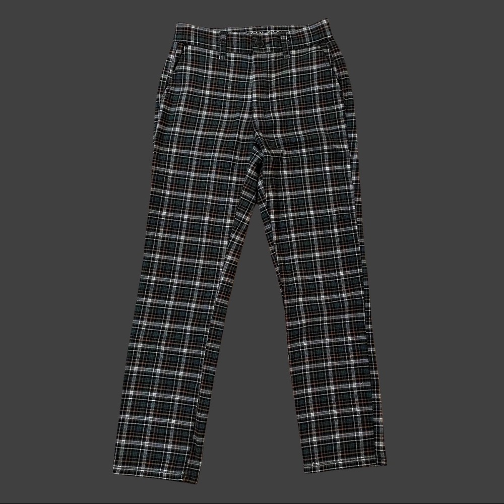 American Eagle Slim Stretch Green Plaid Pants